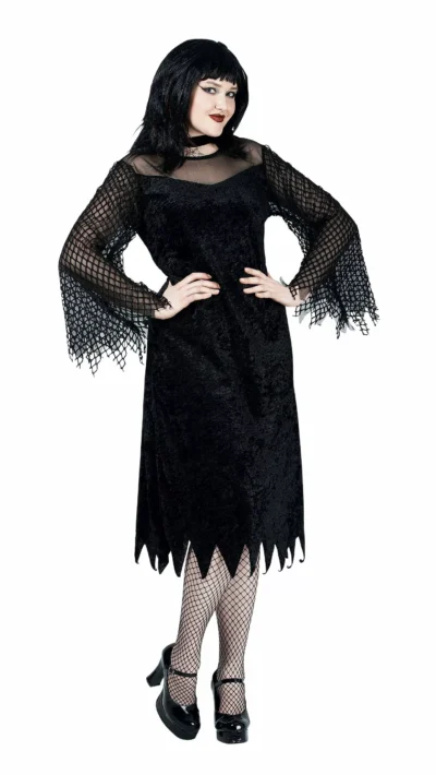 Vamp Robe With Mesh Sleeves Plus Adult Costume