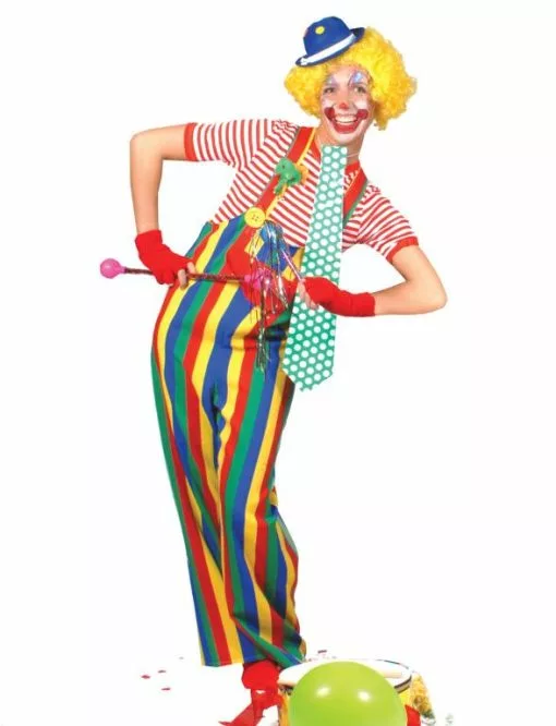 Striped Clown Adult Overalls